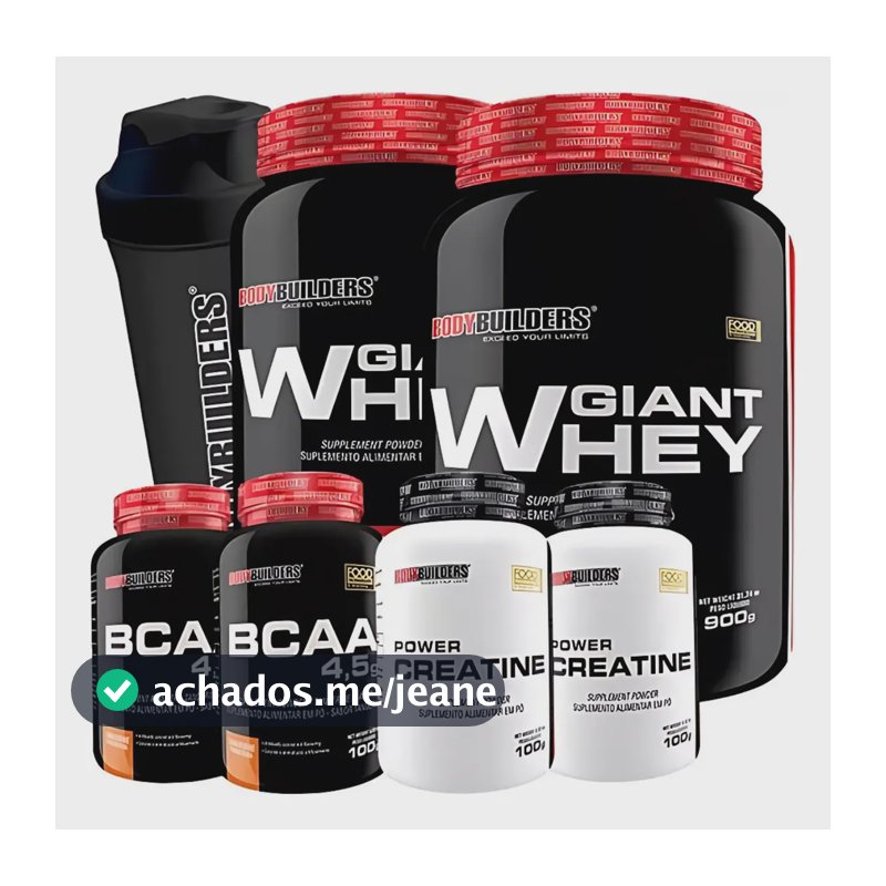 Kit 2x Whey Proteina 2x Bcaa 2x Creatina Coqueteleira Bodybuilders Sabor Baunilha