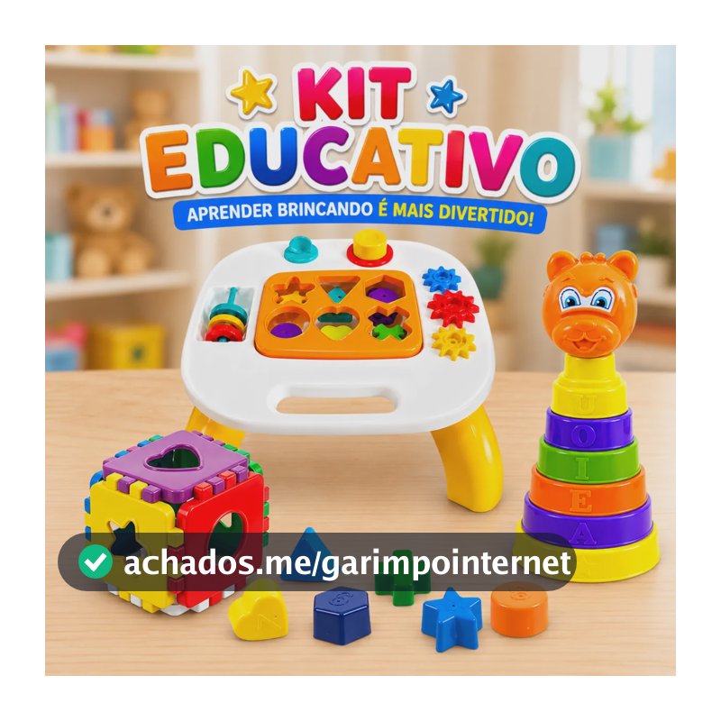 Kit Brinquedo Bebe  Educativo Didatica Mesinha Atividades Mesa Amarela