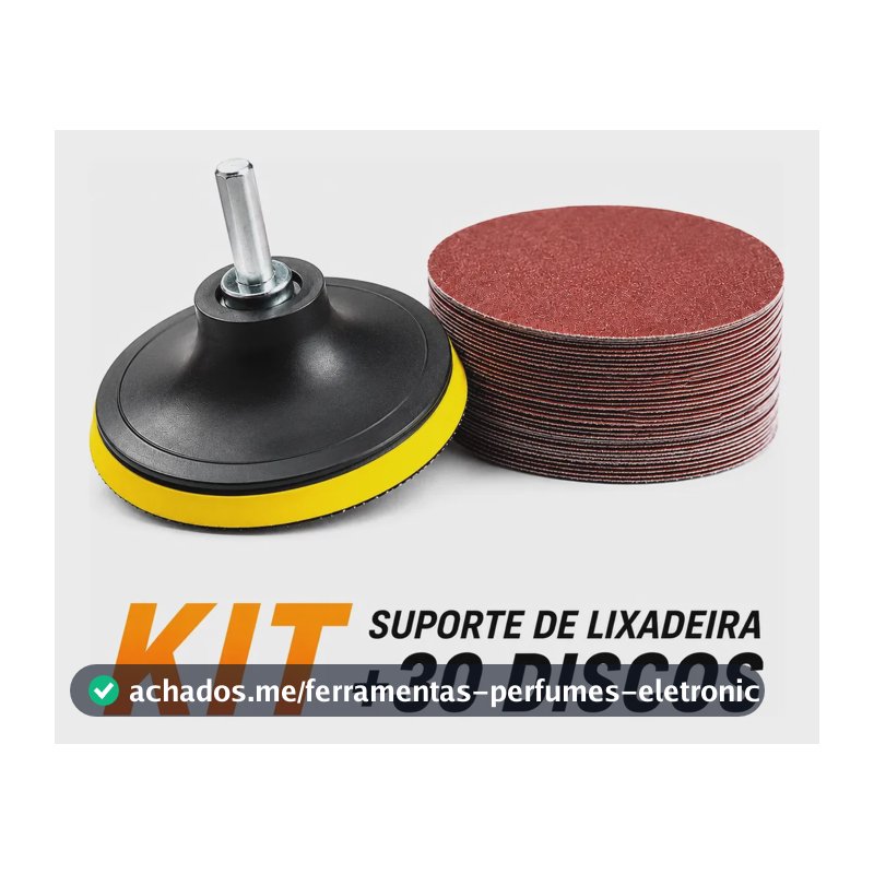 Suporte Boina Lixadeira Furadeira 30 Disco Lixa 125mm Reparo Preto