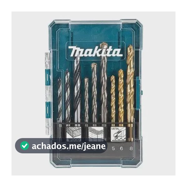 Jogo De Brocas 9 Pçs Makita Madeira Concreto Metal D-71962