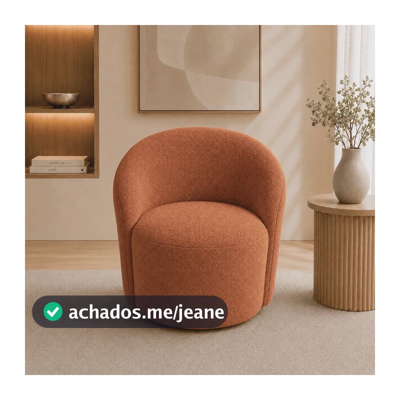 Poltrona Decorativa Yara Boucle Sala Estar Quarto Recepção Terracota Boucle