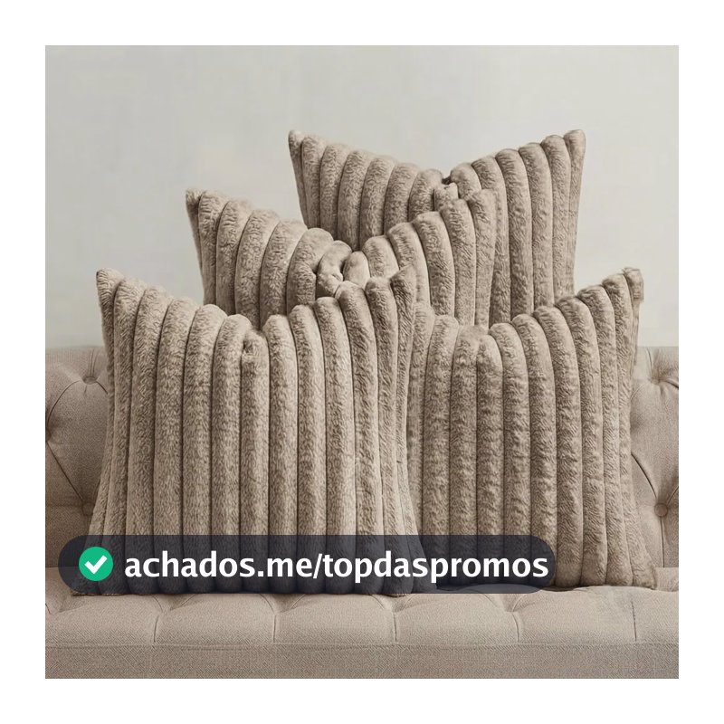 Kit 4 Capas De Almofada Macia Pelúcia 45x45 Sofa Decorativa Bege Liso