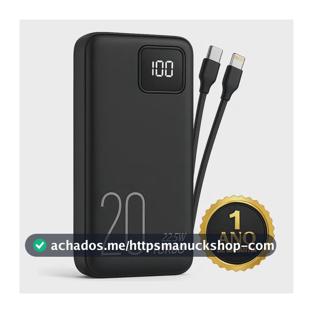 Carregador Portátil Power Bank Turbo 20000mah 22.5w universal para iphone samsung motorola xiaomi Com Display Digital DTimp