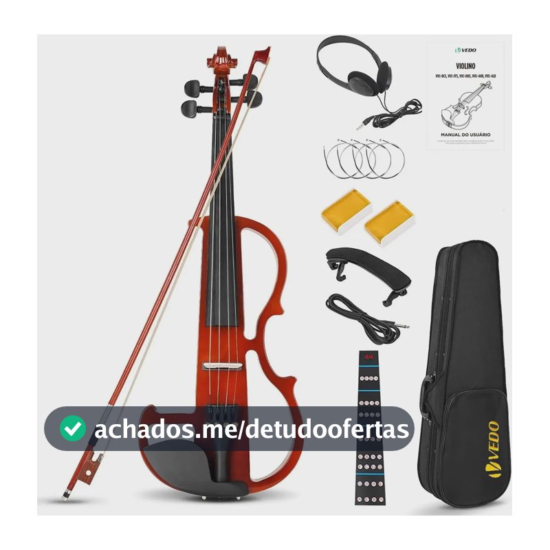 Conjunto De Violino Elétrico Silencioso 4/4 Com Acessórios Vedo Para Iniciantes E Adolescentes-Vermelho
