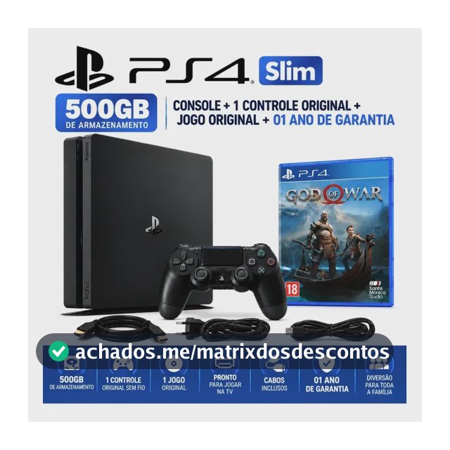 Playstation 4 Sony Ps4 Slim 500gb Preto Preto