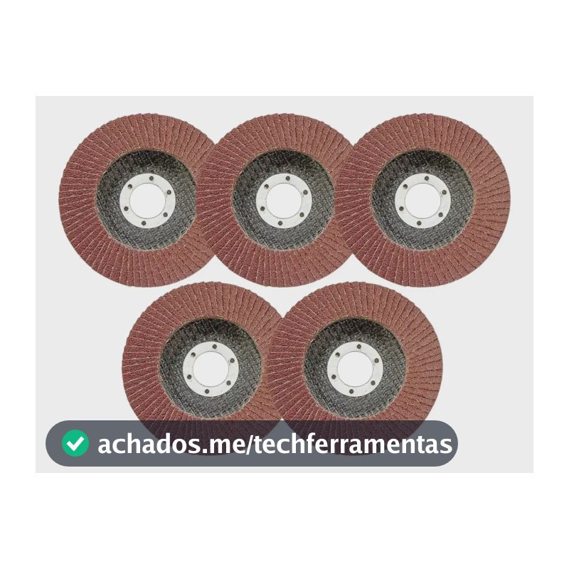 Kit 5 Disco Lixa Tipo Flap 115mm Para Lixadeira, Grao 120