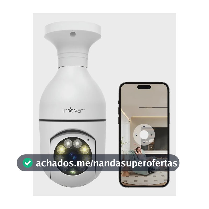 Inova Câmera De Segurança Lâmpada IP Sem Fio Wi-Fi Interna Casa ICSEE 360° Full HD PTZ Sensor De Movimento Com Áudio Bidirecional Alarme De Movimento Visão Noturna Fácil Instalação