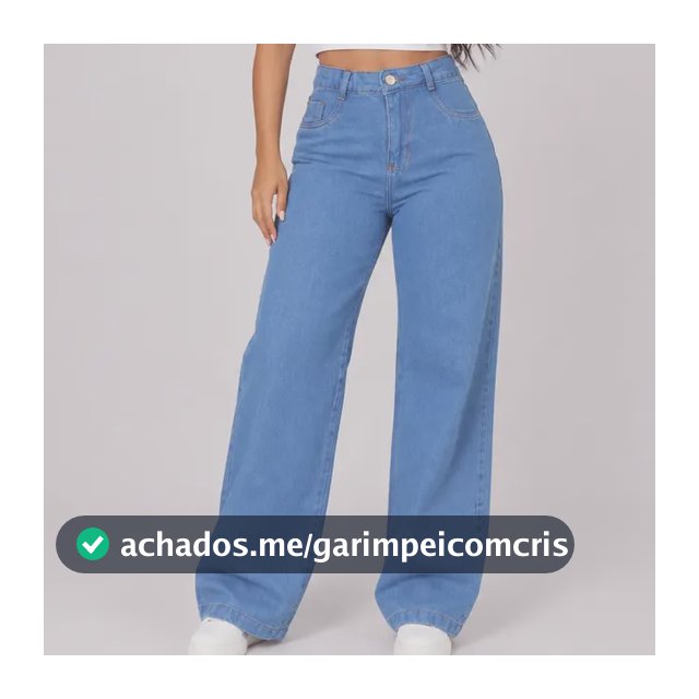 Calça Jeans Feminina Wide Leg Pantalona Cintura Alta Larga