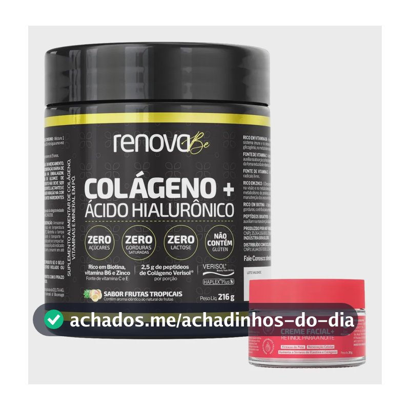 Kit Colágeno Hidrolisado Verisol Renova Be com Ácido Hialurônico e Creme Facial