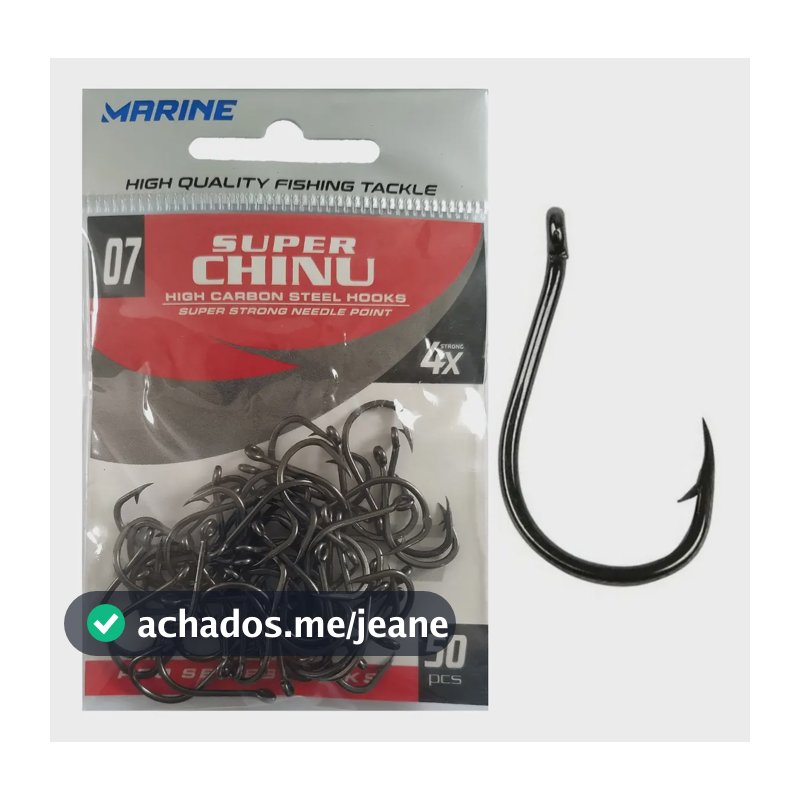 Anzol Marine Sports Super Chinu Strong 07 Preto C/ 50 Un