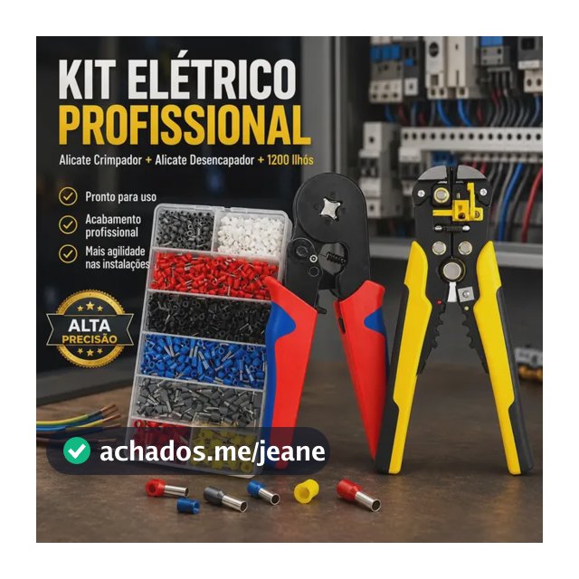 Kit Elétrico Profissional Com Alicate Decapador Fios + Alicate Crimpador + 1200 Ilhós Profissional Alicates Kit Eletricista Profissional Ferramentas Etetricista Portátil Prático Eficiente Hexon