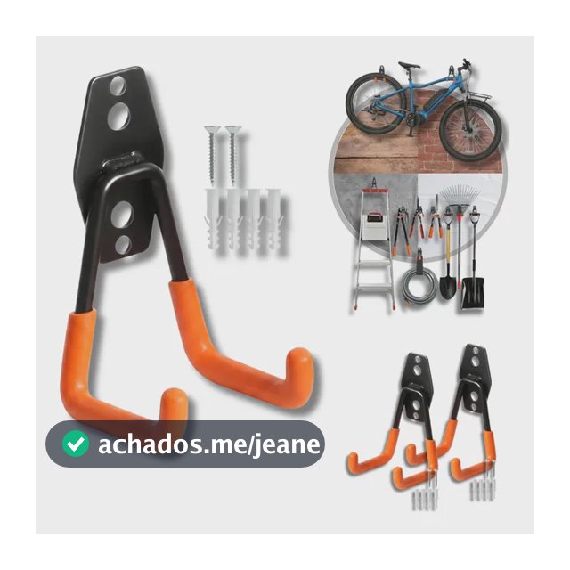 Suporte Gancho Parede Bicicleta Kit 2 Multiuso 23kg Escada Preto