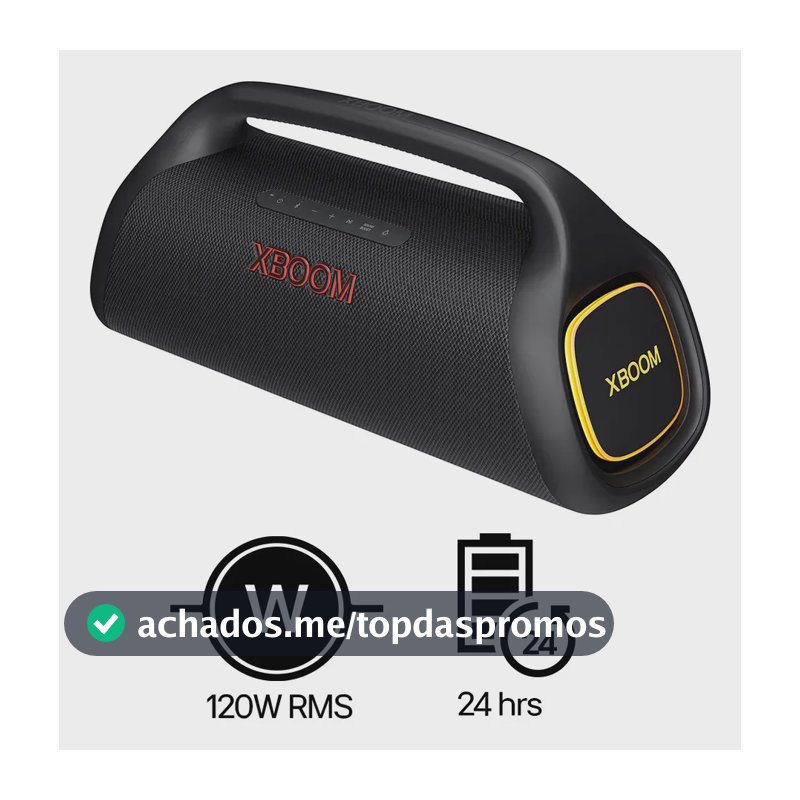Caixa de Som LG XBOOM GO XG9S Bluetooth 5.3, 50W, Som Potente, LED Personalizável, Party Mode, Resistente à Água IPX7, Bateria Longa Duração e Design Compacto