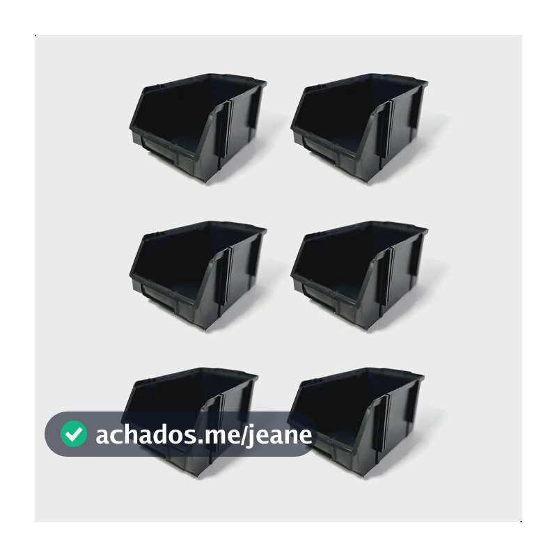 Kit 6 Caixas Bin N6 Gaveteiro Organizadora Estante Preta Preto