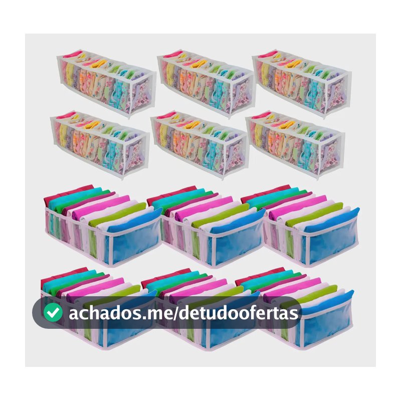 Kit 12 Colmeia organizadora de gavetas 6p +6g para camisetas, calcinhas, cuecas, meias cor branco - Organizalux