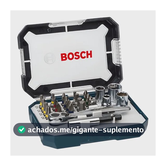 Mini Conjunto De Pontas Soquetes E Chaves 26 Peças Bosch Preto