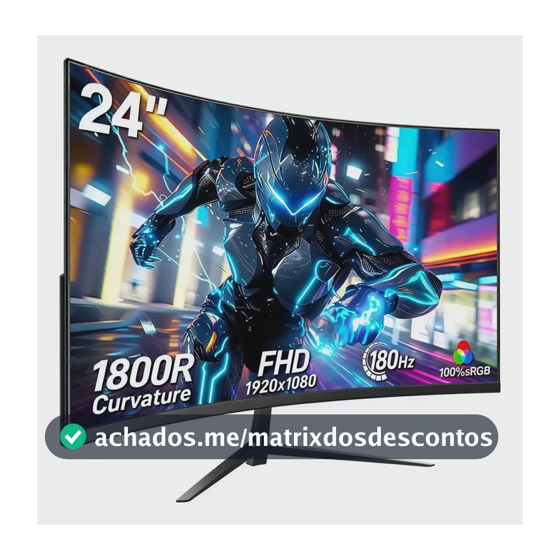 Monitor Curvo Gamer 24 Full Hd Ips 1ms 180hz Hdmi Para Pc Preto 127/220v