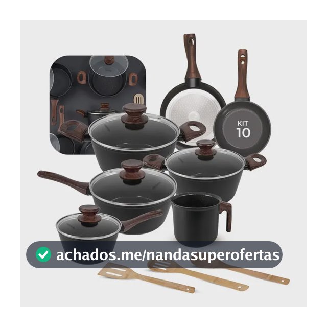 Jogo De Panelas Antiaderente Cerâmica Mimo Style 10 Peças Black