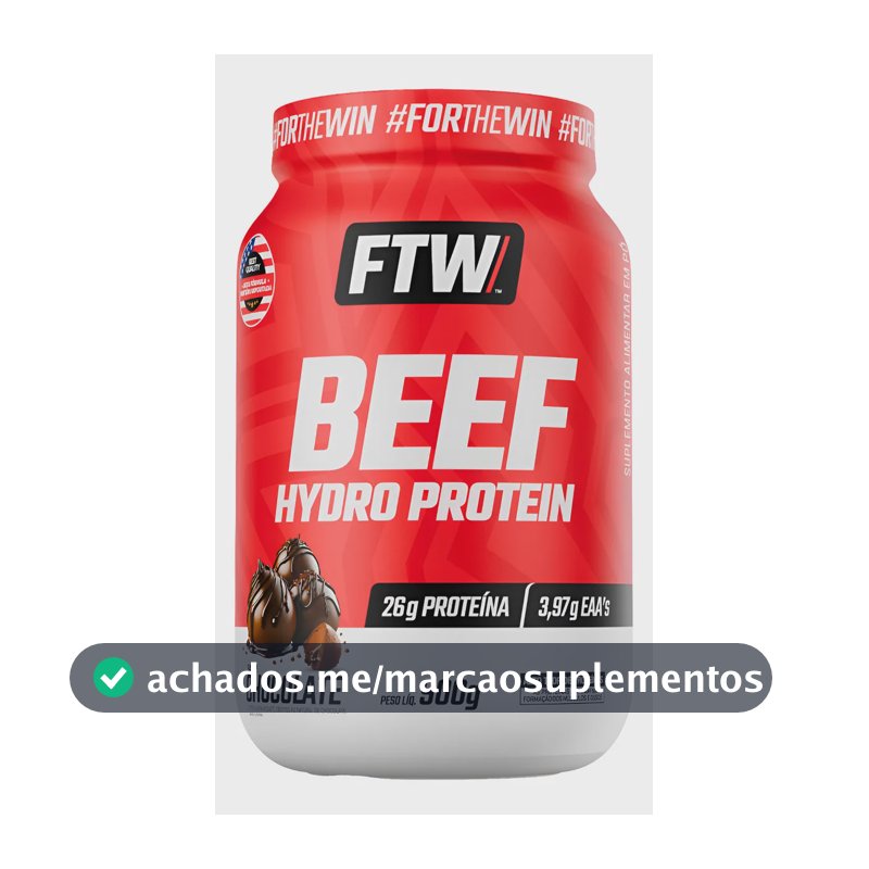 Proteína Beef Hydro Protein Hidrolisada Zero Lactose Sabor Chocolate FTW