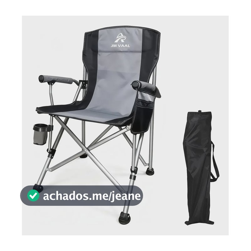 Cadeira De Camping Dobrável Reforçada Com Porta Copos