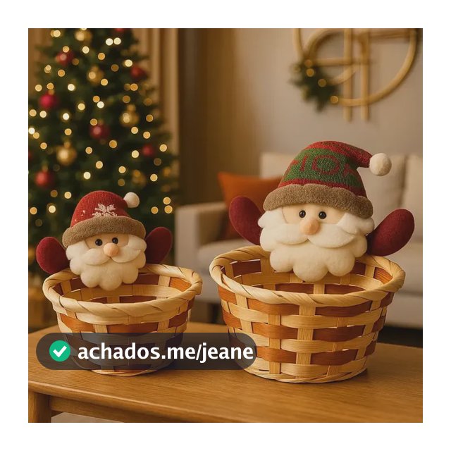Kit Cesto Natal Decorativo Papai Noel Boneco Neve Presente Papai Noel