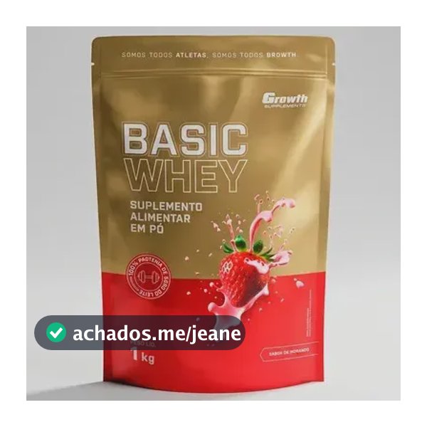 Proteína Growth Supplements Basic Whey Pro em pó sabor Morango x 1kg