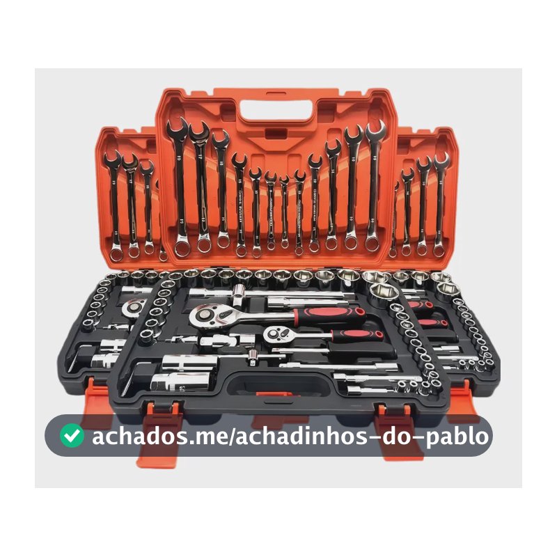 Jogo Soquete Chave Combinada Catraca Kit 61 Pcs Com Maleta Cinza-escuro