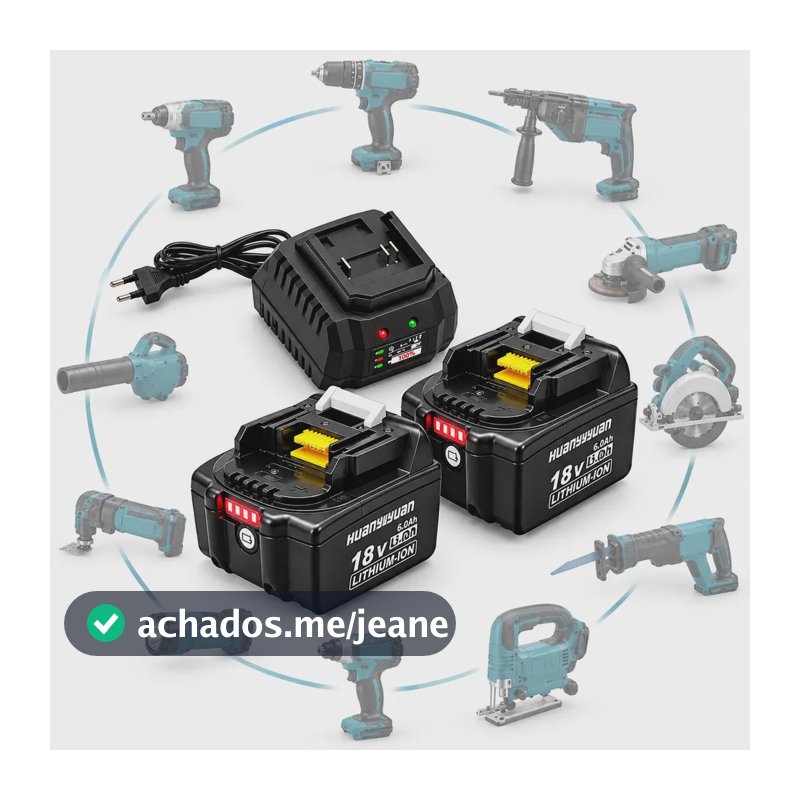 Kit Bateria 18V 6Ah linha LXT BL1850 carrega rápido