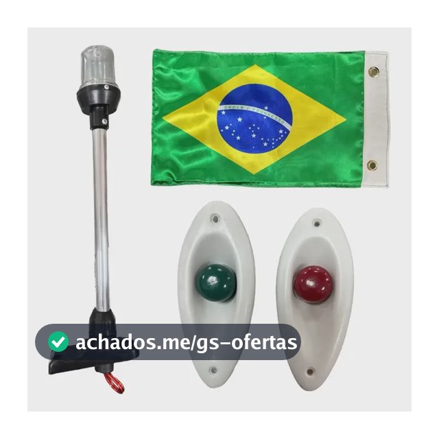 Kit Luz De Navegação Led Olho De Tubarão + Mastro + Bandeira