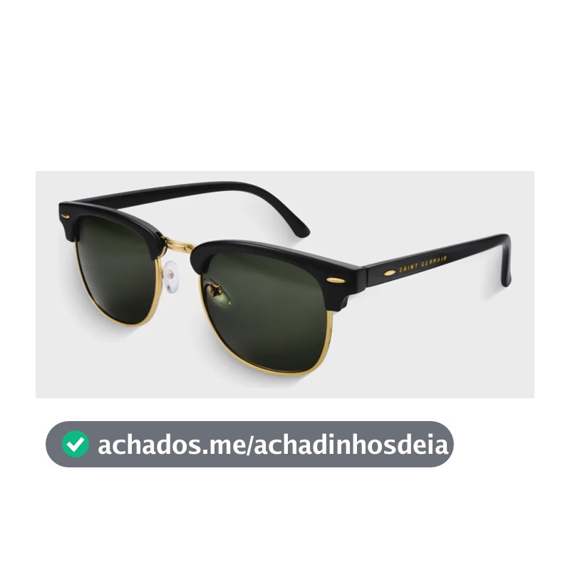 Óculos de Sol Quadrado Clubmaster Soho Green Black, da Saint Germain, em Metal Preto