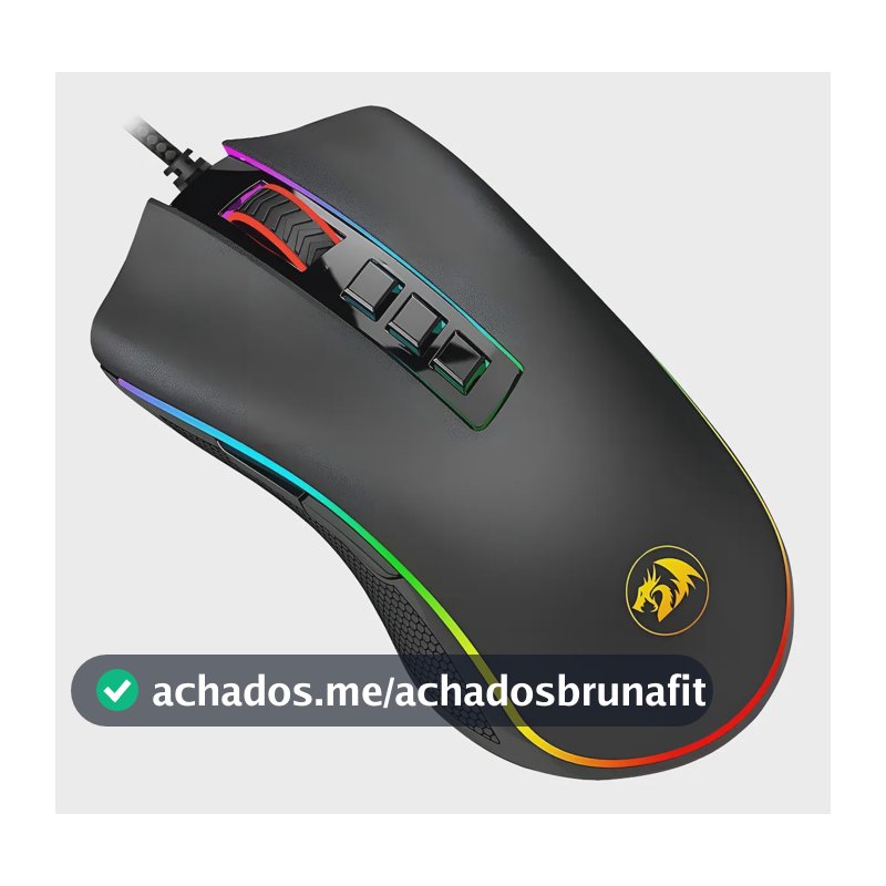 Mouse Gamer M711 Cobra Chroma Redragon V2 Com fio Para Jogos 12.400 DPI Com Led RGB Preto