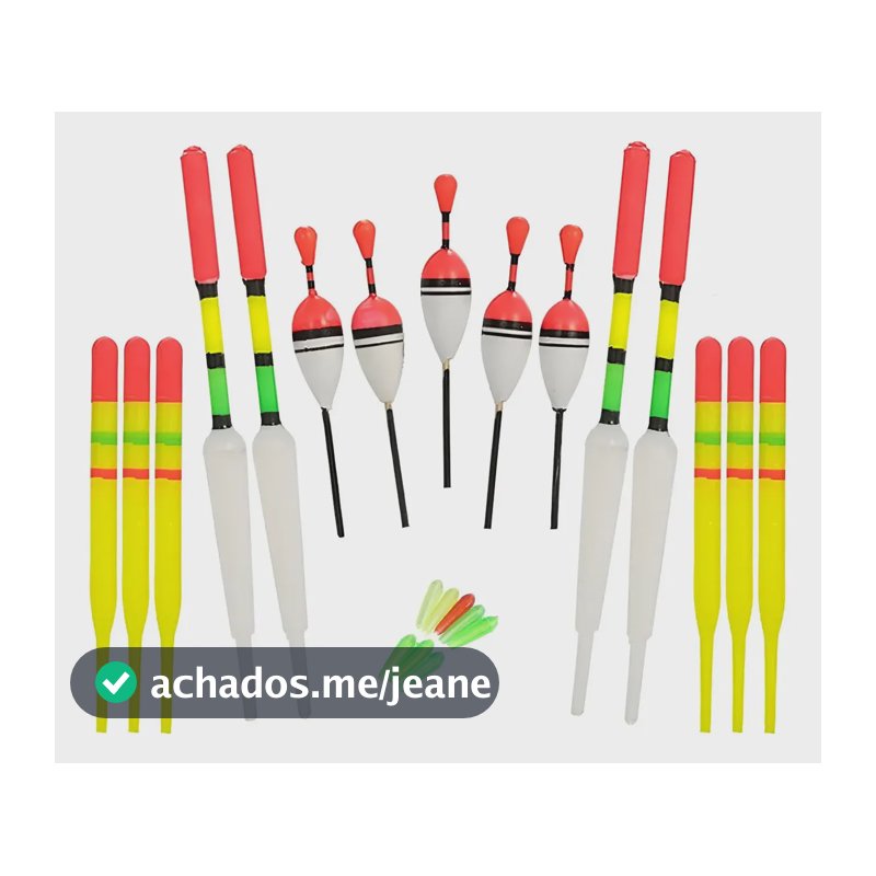 Kit 15 Boias Pesca Palito Torpedo Caneta Plástico 8 A 15 Cm Kit Foto1