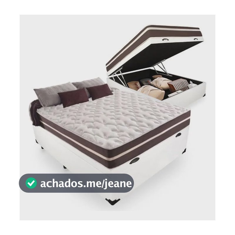 Cama Prime Colchões Box Baú Casal com Colchão De Molas Classic Superlastic cor branco