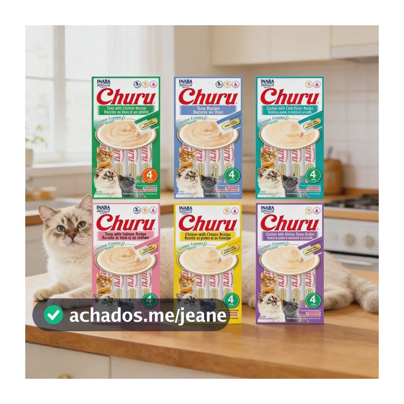 Churu Inaba Petisco Gato 24 Sachês 6 Unidades Variadas