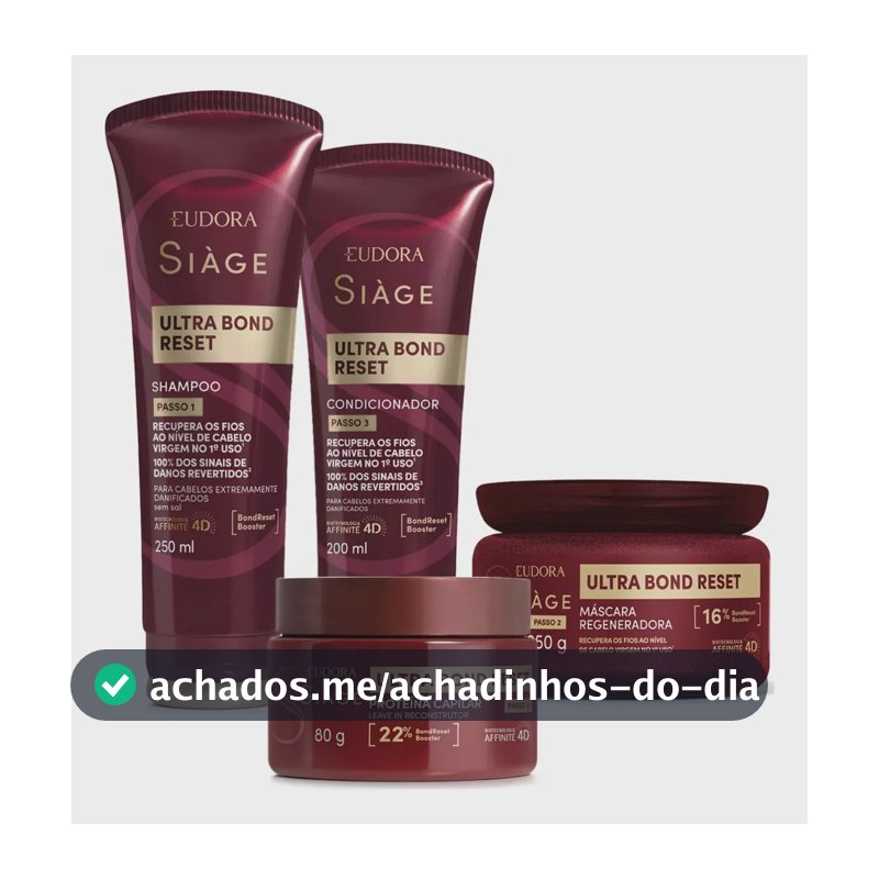 Kit Eudora Siàge Ultra Bond Reset Cabelo Virgem No 1° Uso
