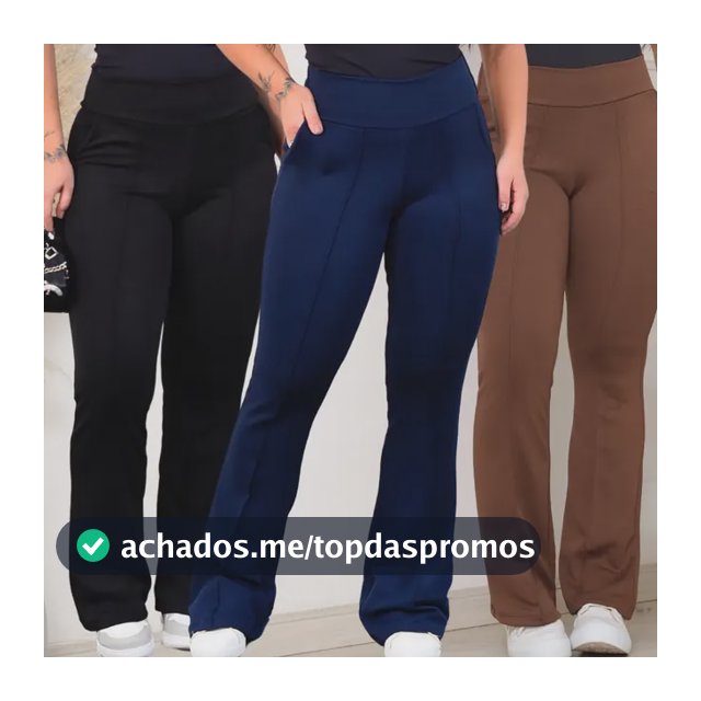 Kit 3 Calça Feminina Flare Bailarina Cintura Alta Com Bolsos