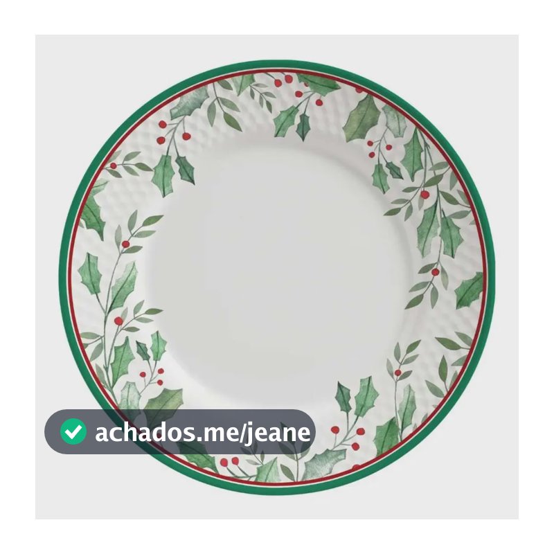 Prato Raso Ceramica Ludic Branco E Verde Natal Natalino 29cm Branco Desenhado Prato Sobremesa Natalino Ceramica Alleanza