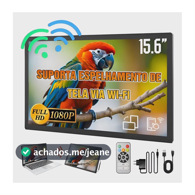 Monitor Gamer Portátil Sem Fio 15.6'' Full Hd 1080p 60hz Preto 127-220v