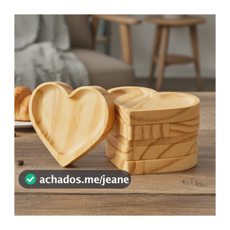 6 Pires De Madeira P/ Xícara Mesa Posta Porta Copo Cozinha Bege