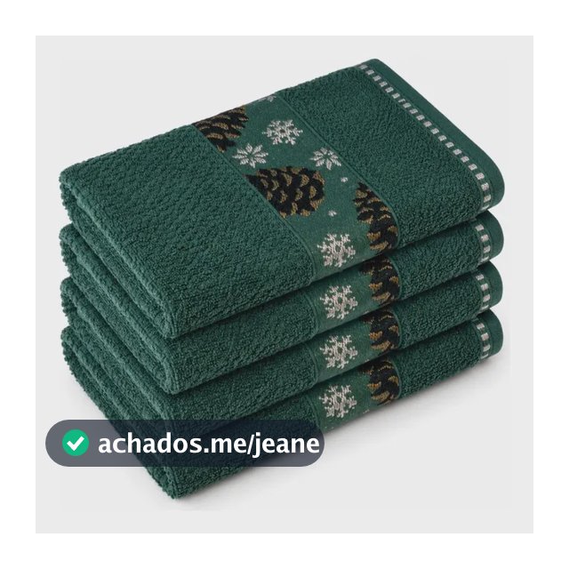 Jogo 4 Panos De Prato Natal Atoalhado Algodão 50x70cm Luxo Verde