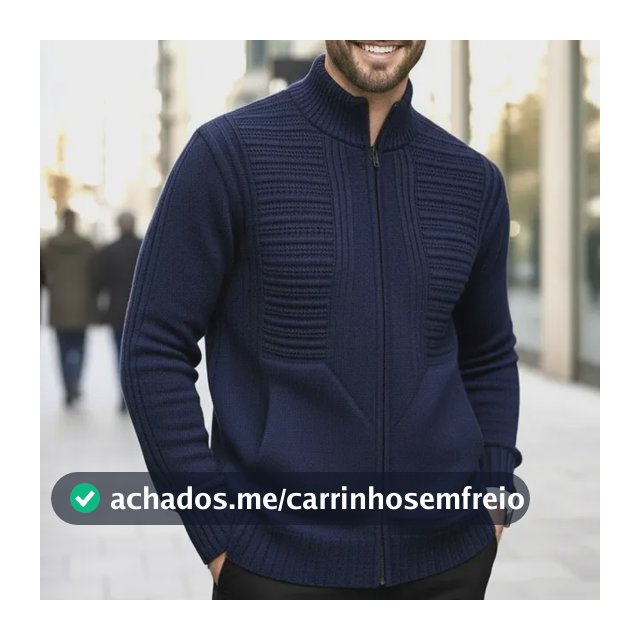 Jaqueta Masculina Com Zíper Blusa De Frio Inverno Lã Tricot
