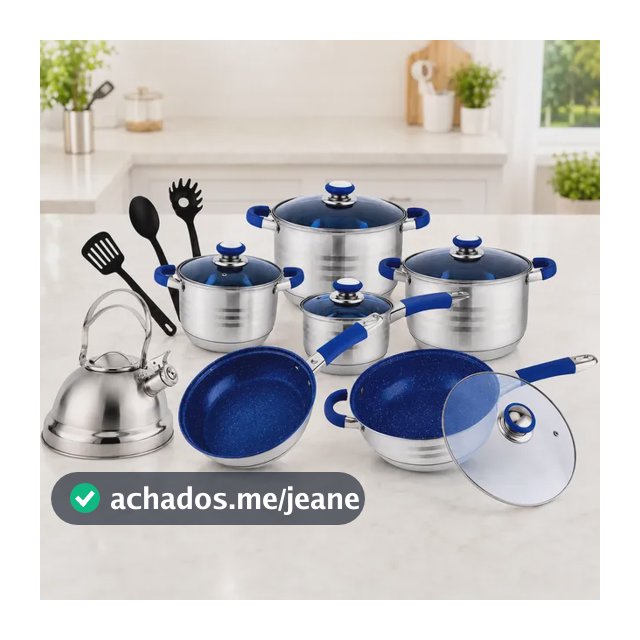 Jogo Panelas Longstar 16 Peças Inox Antiaderente Chaleira