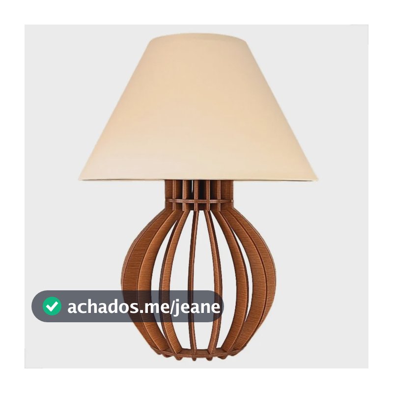 Abajur Clássico Cabeceira Criado Mudo Quarto Madeira Cores Marrom Bege Bivolt (110v/220v)