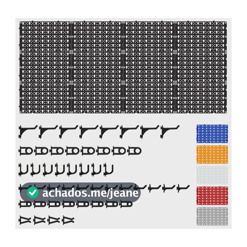 Painel Organizador De Ferramentas Plástico Ajustável 118x52 Perfurado Reforçado Pegboard Nerf Cor Preto