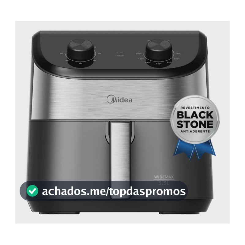 Fritadeira Air Fryer 5,5l Widemax Com Interior De Alumínio 1900w Midea