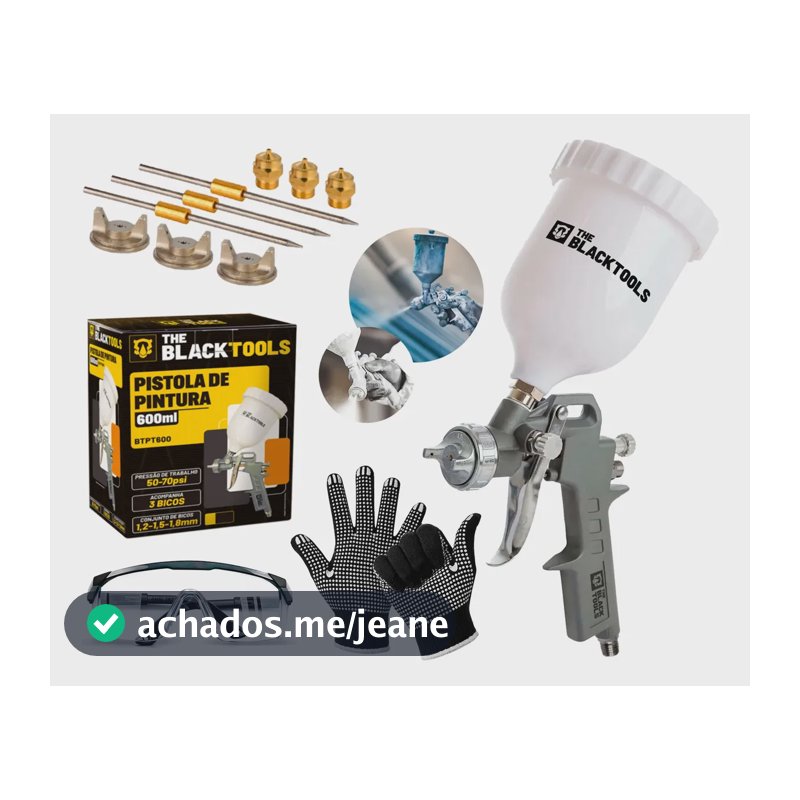 Pistola Pintura Profiss Gravidade 600ml 3 Bicos + Acessórios
