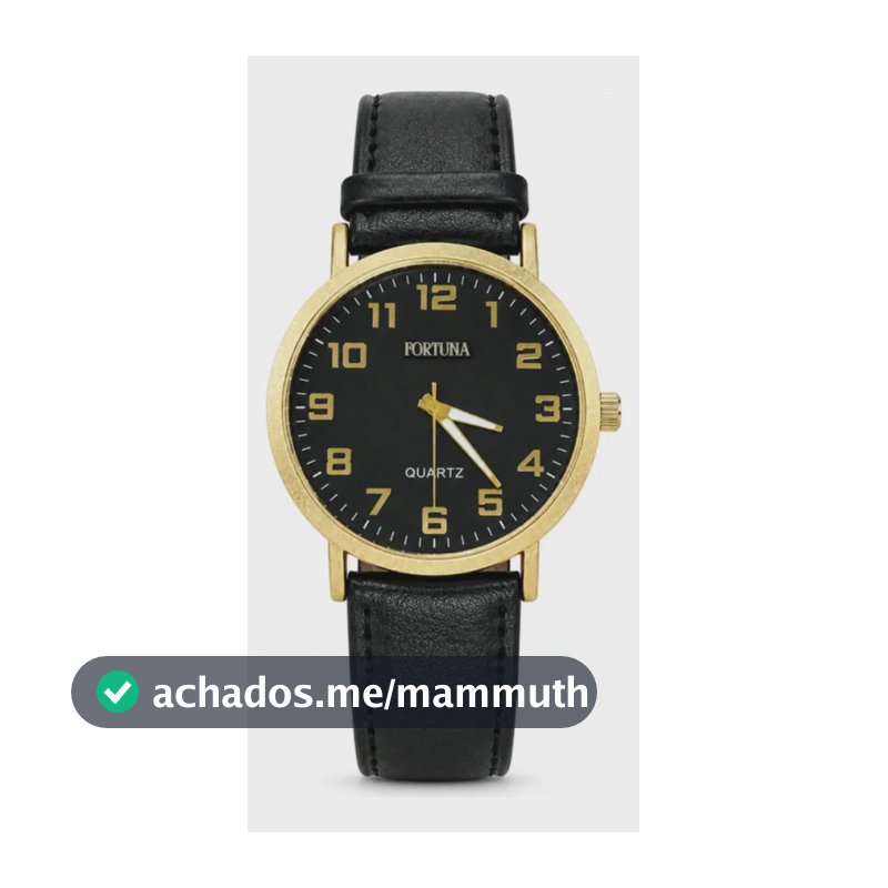 Relógio De Pulso Masculino Minimalista Old Money Fortuna Preto Cx Dourada E Preto