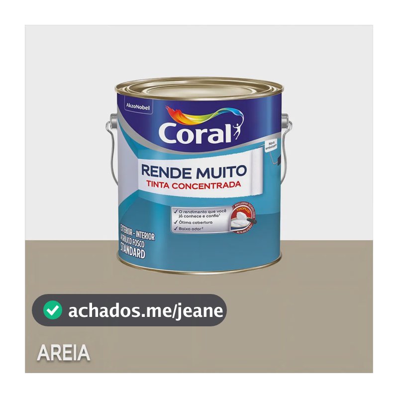 Tinta Acrílica Coral Rende Muito 3,2L Fosca Cor Areia Proteção UV