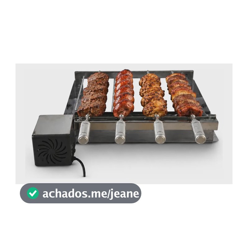 Churrasqueira Inox Rotativa 4 Espetos Essencial Grill Bivolt Inox 127/220v Bivolt