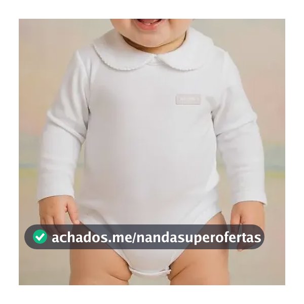 Body Bebê Com Gola Boneca 100% Algodão Premium Branco